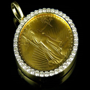 Collar de joyería de moda Hip Hop en chapado en oro S925 plata Moissanite Iced Out Coin colgante personalizado joyería para hombres - Product Image 1