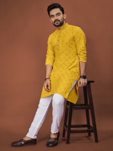 Kurta Pyjama de style traditionnel, couleur unie, pur coton, Kurta Pyjama pour hommes, fournisseur en gros, dernier design, prêt à être expédié - Product Image 3