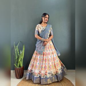 Lehenga Choli Varuni cousu en georgette avec dupatta, tenue de soirée indienne de créateur, en soie, pour mariage et mariée, en gros et à prix avantageux - Product Image 2