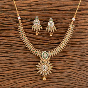 Collier arabe plaqué or antique artificiel ensemble avec placage or mat pour les femmes dans le mariage - Product Image 2
