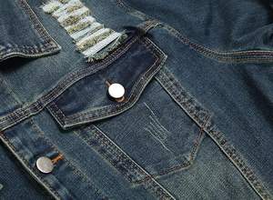 Veste en jean pour homme, veste en jean décontractée, déchirée, coupe ajustée, veste de camionneur extensible, manteau en jean décontracté classique - Product Image 4