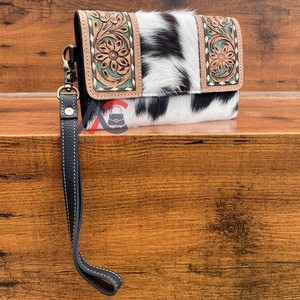 Cartera de mano personalizada hecha a mano de cuero al por mayor para mujer, Cartera de piel de vaca auténtica, tarjetero para mujer, embrague de moda - Product Image 1