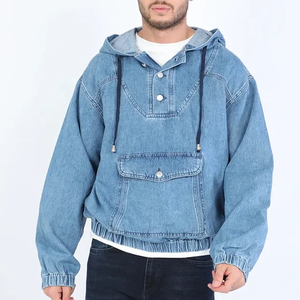 Washed Vintage Distressed Pull à capuche en denim Veste à capuche surdimensionnée de haute qualité pour hommes - Product Image 1