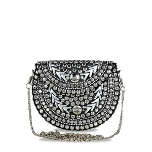 Sac à main tendance en mosaïque, motif éléphant, sacs à bandoulière ovales en métal, incrustation de perles, sac à main indien fait à la main, prix de gros - Product Image 5