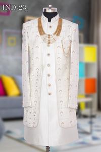 Sherrwani-ropa de boda para hombres, diseñador bordado y trabajo de secuencia, indio, Indo-occidental, para novio, Fabricación en la India - Product Image 5