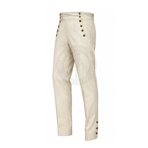 Pantalon classique vintage de style guerrier napoléonien, coupe droite, en toile écologique légère, pour homme, modèle traditionnel et détaillé. - Product Image 3