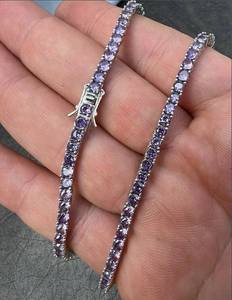 Coupe ronde améthyste Tennis collier en argent Sterling février pierre de naissance femmes collier désherbage collier cadeau pour Fer fête porter - Product Image 5