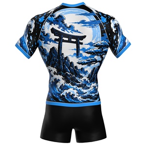 Maillot de compression BJJ unisexe premium, manches courtes, polyester et élasthanne, respirant, séchage rapide, antibactérien, UPF50+, vêtements d'entraînement - Product Image 5