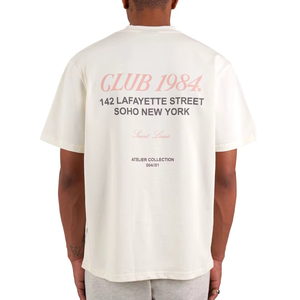 Camiseta blanca de gran tamaño a la moda, Camiseta de algodón con gráfico de media manga y cuello redondo elegante, camiseta de moda informal a bajo precio al por mayor - Product Image 4