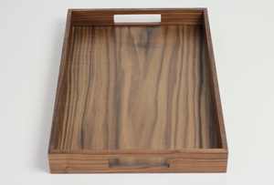 Plateau moderne en bois de noyer pouf avec poignées plateau de service pour la décoration de salon idée cadeau pour la maison - Product Image 2