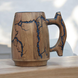 Factory Prices 18 OZ Capacity <b>Handmade</b> Wooden <b>Mug</b> Resin Epoxy Designed <b>Ceramic</b> Cup for Sale Classical Style - Product Image 5
