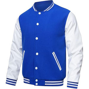 High Quality Customizable Blue Varsity Jackets Lightweight Breathable Fabric with <b>Stand</b> Collar <b>for</b> Winter OEM Design - Product Image 1