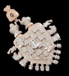 Pendentif Hip Hop en forme de sac à argent avec diamants Moissanite personnalisés en argent sterling 925, bijoux de mode glacés, brillance élevée - Product Image 1