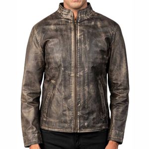 Nueva chaqueta de cuero para hombre, moda informal, cuello rasgado, chaqueta de cuero de moda sólida informal delgada - Product Image 1