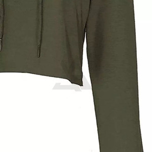 Breathable Anti-Wrinkle Winter Crop <b>Top</b> Hoodie for Women with Front Logo Drop Shoulder Ribbed Hem-Workout Wear - Product Image 6