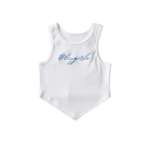 Custom Embroidered <b>tank</b> <b>Top</b> Sexy Hottie With Irregular Hem Seamless Streetwear Stretch Rib <b>Knit</b> Sleeveless Casual <b>Tank</b> <b>Top</b> <b>Women</b> - Product Image 5