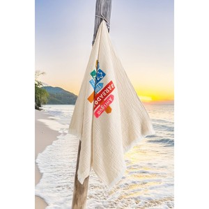 Serviette en mousseline de coton biologique 100% Varol, séchage rapide, douce, pour la maison et la plage, avec logo brodé, design Nomada de haute qualité - Product Image 1