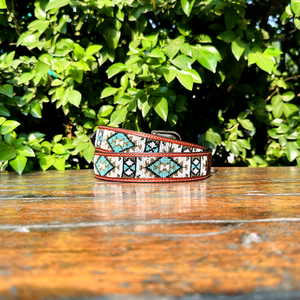 Ceinture en cuir brodée à la main avec des perles, finition artisanale, cuir durable, peint à la main, ceinture occidentale avec des perles, boucle en alliage - Product Image 2