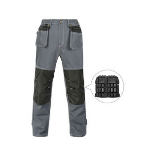 Pantalon de travail de sécurité réfléchissant gris pour homme 100% coton, logo personnalisable, pantalon cargo pour la construction et les mines - Product Image 3