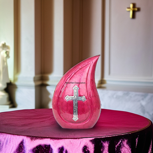 <b>Keepsake</b> <b>Ashes</b> Storing Teardrop Cremation Urns Cross Engraved Solid Alloy Metal Wholesale Price Funeral Decorative Tear Drop Urn - Product Image 6