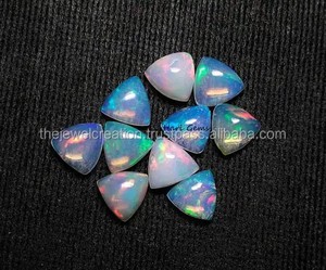 6mm Naturel Éthiopien Opale Pierre Trillion Lisse Lâche Cabochon Semi Précieuse Gemme Conception Minimaliste Léger Bijoux - Product Image 1