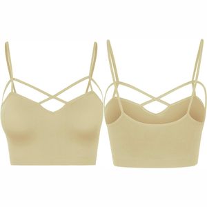 Kandari Sports Supply Active Wear Sujetadores deportivos sin costuras Beautiful Cross Gym Fitness Bras con logotipo frontal de talla grande y transpirable - Product Image 1