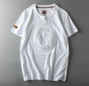 เสื้อยืดผู้ชายคุณภาพสูง ลายนูน แห้งเร็ว ระบายอากาศได้ดี ผ้าฝ้าย 100% แขนสั้น พิมพ์ลายแบบรีดร้อน ดีไซน์เรียบง่าย สวมใส่สบาย - Product Image 2