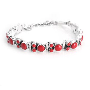 Handmade 925 Sterling Silver Jewelry Natural Coral <b>Bracelet</b> with Red Gemstone Crystal <b>Bracelets</b> & Bangles Gift for Girls Women - Product Image 2