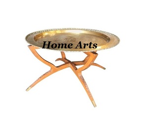 Table centrale en aluminium de conception avantageuse avec support en bois Table de service de nourriture de forme ronde de taille personnalisée en vrac - Product Image 2