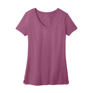 Camiseta de Algodón de Manga Corta con Cuello en V para Mujer al por Mayor, OEM ODM, Logotipo Personalizado, Top Informal Básico para Mujer - Product Image 2