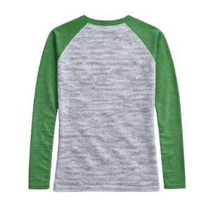 เสื้อยืดแขนยาว Heather Grey 08 Soror Raglan สำหรับชมรมนักศึกษาหญิง สีชมพูและสีเขียว เสื้อยืดลำลองมีสไตล์สำหรับนักศึกษาหญิง - Product Image 4