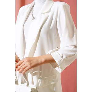 Veste Détaillée à Manches Pliées Blanc - Product Image 1