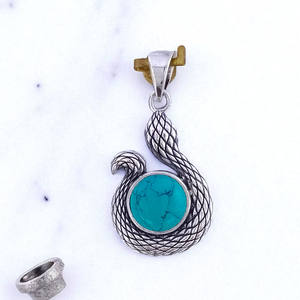 จี้อัญมณีเทอร์ควอยซ์สีเงิน925ขายส่งทำด้วยมือ925สเตอร์ลิงเงินตั้งหนามเตยเครื่องประดับที่ดีขายส่ง - Product Image 2