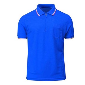 Polos bordados con cremallera de cuarto azul de Color de alta calidad personalizados, ropa de calle de punto, cuello vuelto, polos de talla grande para hombre - Product Image 1