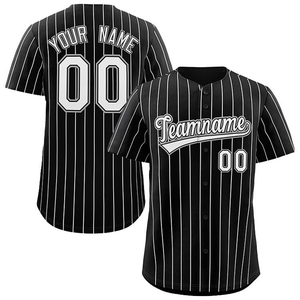 Camiseta de Béisbol Personalizada Juvenil, Negra con Rayas, con Botones, para Equipo - Product Image 1