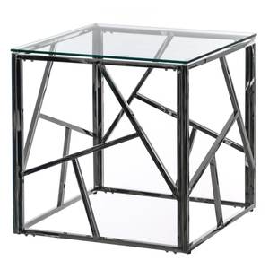 Lleva tu hogar al siguiente nivel con una mesa auxiliar moderna con patas de latón y tapa de cristal, mini mesa auxiliar cuadrada hecha a mano de La India - Product Image 5