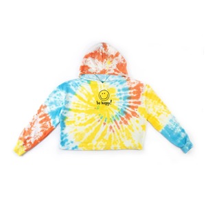 Premium Quality Women's XS Crop <b>Hoodie</b> Custom Tie Dye and Smiley Face Graphic Perfect Fit for Any Occasion - Product Image 3