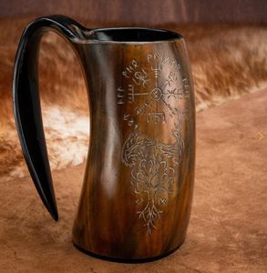 Tasse à corne à boire Viking européenne authentique Poignée de bar unique Chope à bière PC naturelle faite à la main pour les fêtes indiennes - Product Image 3