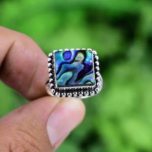 925 Plata estampada mejor calidad diseñador anillo 925 plata esterlina hecha a mano piedra preciosa abulón Shell Spinner anillo de regalo de boda - Product Image 3