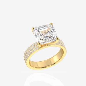 แหวนทองคำ 18K ประดับเพชรโมอิสซาไนต์ทรง Asscher Cut แบบสามชั้น ดีไซน์เก๋ไก๋ไม่ซ้ำใคร ประเภทสินค้าแหวนโมอิสซาไนต์ - Product Image 2