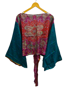 เสื้อกระโปรงสั้นผ้าไหมส่าหรีแขนยาวเป็นของขวัญสำหรับเสื้อคลุมตัวสั้นสำหรับใส่ในบ้านฟรีไซส์ - Product Image 4