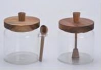 Tarro de miel de vidrio de borosilicato alto de 500ml con cuchara Contenedor de almacenamiento de alimentos de cocina para acampar - Product Image 2