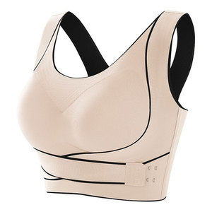 Sujetador deportivo de alta sujeción para mujer, talla grande, con espalda cruzada y hebilla lateral, logotipo, color y tela personalizables, hecho en Pakistán. - Product Image 2