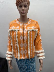 100% coton manteaux vêtements d'extérieur 2025 automne créateur de mode vêtements femmes partout luxueux broderie 3/4 manches hauts manteau femme - Product Image 3