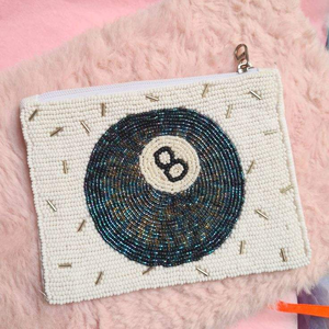 Petit sac à monnaie brodé à glissière avec perles Sac à monnaie brodé de perles de haute qualité avec impression personnalisée - Product Image 1