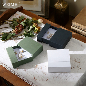 Boîte à bijoux WEIMEI écologique personnalisable avec logo, recyclable, pour bagues et boucles d'oreilles, emballage cadeau portable en papier texturé - Product Image 2