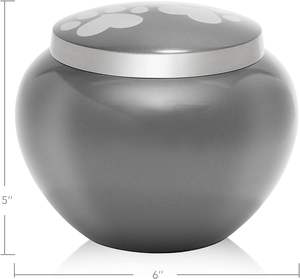 เหยือกสัตว์เลี้ยงสําหรับสุนัขและแมวเถ้าอนุสรณ์การเผาศพอุ้งเท้าพิมพ์เหวี่ยง - สีเทาขนาดใหญ่สูงสุด 85 ปอนด์ - Product Image 2