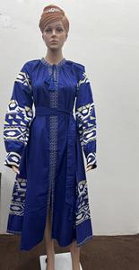 Robe longue décontractée à manches longues brodée à la main, tenue de soirée occidentale ukrainienne de créateur de mode élégante - Product Image 2