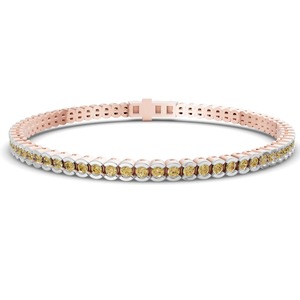 Bracelet tennis demi-cerclé en or jaune citron avec diamants de laboratoire ronds, 2 carats, pureté VS, 79 diamants, or massif 14K, Sunny Pop - Product Image 3