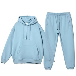 Logo personnalisé 100% coton poudre respirante solide pour sweat à capuche délavé à l'acide ensemble survêtement et jogging unisexe - Product Image 1